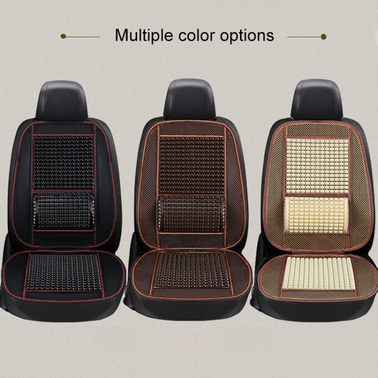 Car seat cushion covers in three color options: black, coffee brown, and beige bead sets