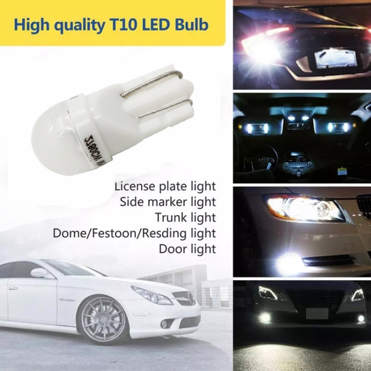 White T10 LED bulb with round dome and two metal pins