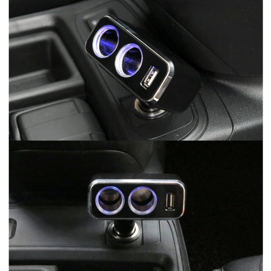 SHUNWEI SD-1909 80W 0.8A Car 2 in 1 USB Charger 90 Degree Free Rotation Cigarette Lighter, SD-1909 (Black), SD-1909