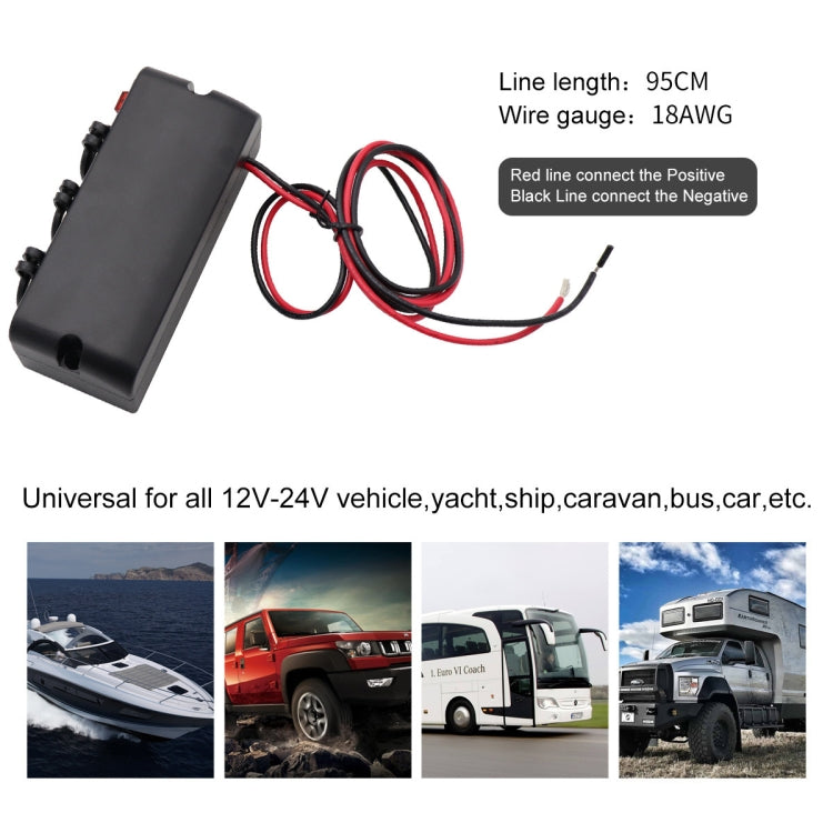 Car 3-in-1 cigarette lighter socket power module with red/black wires