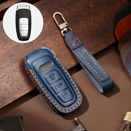 Hallmo Car Cowhide Leather Key Protective Cover Key Case for Audi A6L / A8L / A4 / A7 / A5 C Style, For Audi A6L C Style