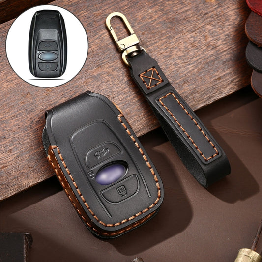 Hallmo Car Cowhide Leather Key Protective Cover Key Case for Subaru Forester, For Subaru Forester