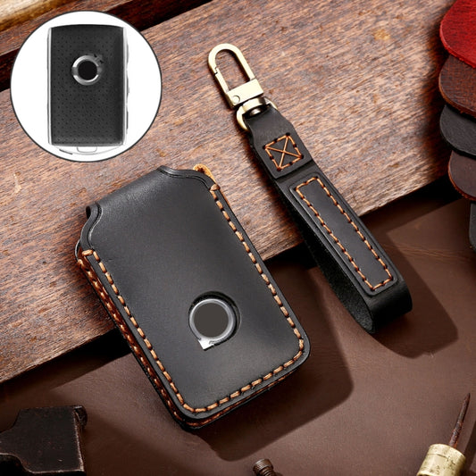 Hallmo Car Cowhide Leather Key Protective Cover Key Case for New Volvo, For New Volvo
