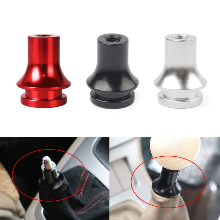 Three gear lever base connector adapters in red, black, and silver