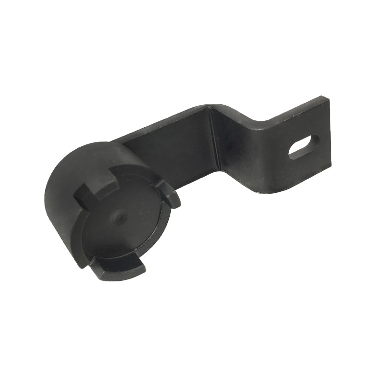 Black engine crank locking timing bracket with mounting hole