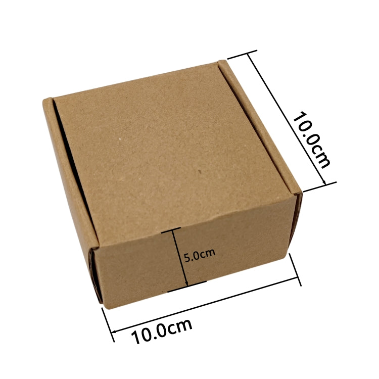 Brown shipping box with 10.0cm x 5.0cm x 10.0cm dimensions