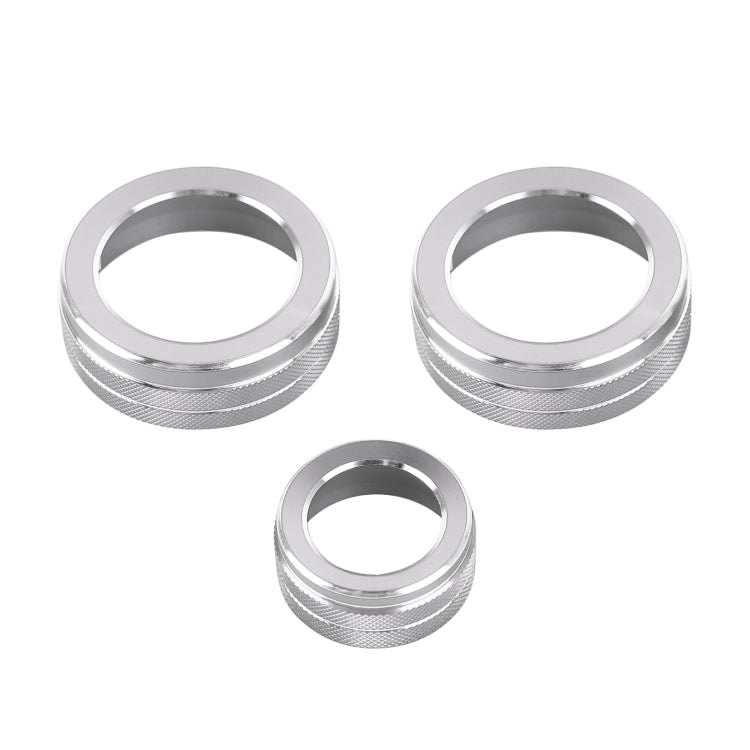 Set of 3 silver metal AC knob rings with textured grip and inner openings