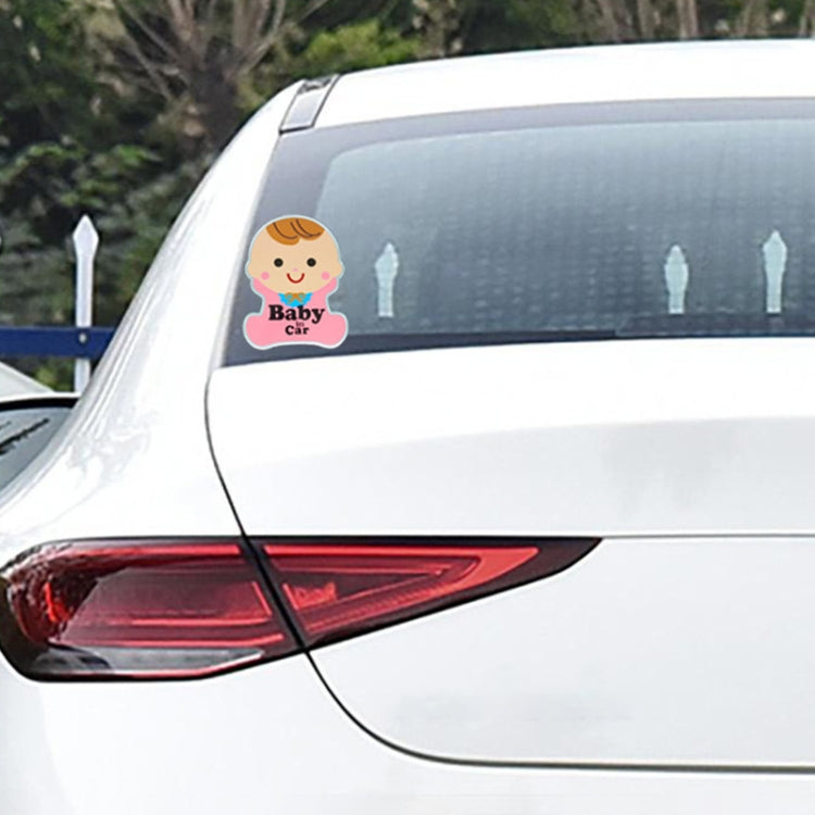 Cartoon baby “Baby in Car” warning sticker on rear window glass