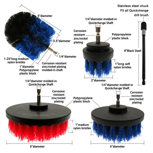 4 in 1 Floor Wall Window Glass Cleaning Descaling Electric Drill Brush Head Set, Random Color Delivery, 4 in 1