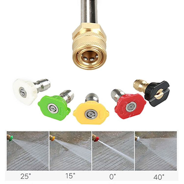 Car wash nozzle tip couplers with different flow angles up to 40 degrees