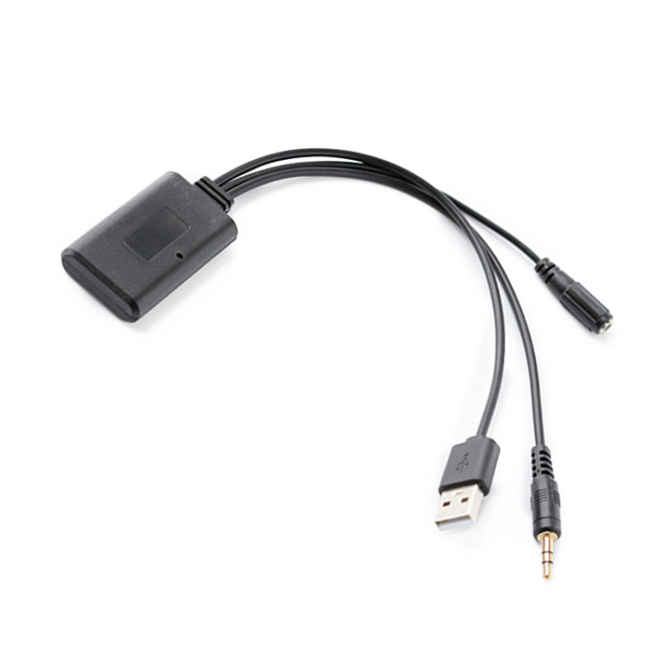Car AUX Bluetooth adapter cable with USB, micro-USB, and 3.5mm audio connectors