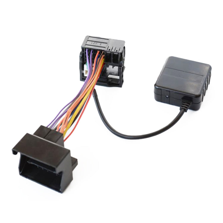 Car AUX Bluetooth wiring harness with long cable, plug connector, and control box
