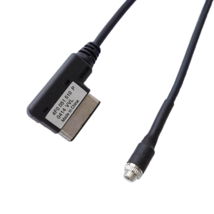 Car AUX audio cable harness with labeled inline connector and audio jack