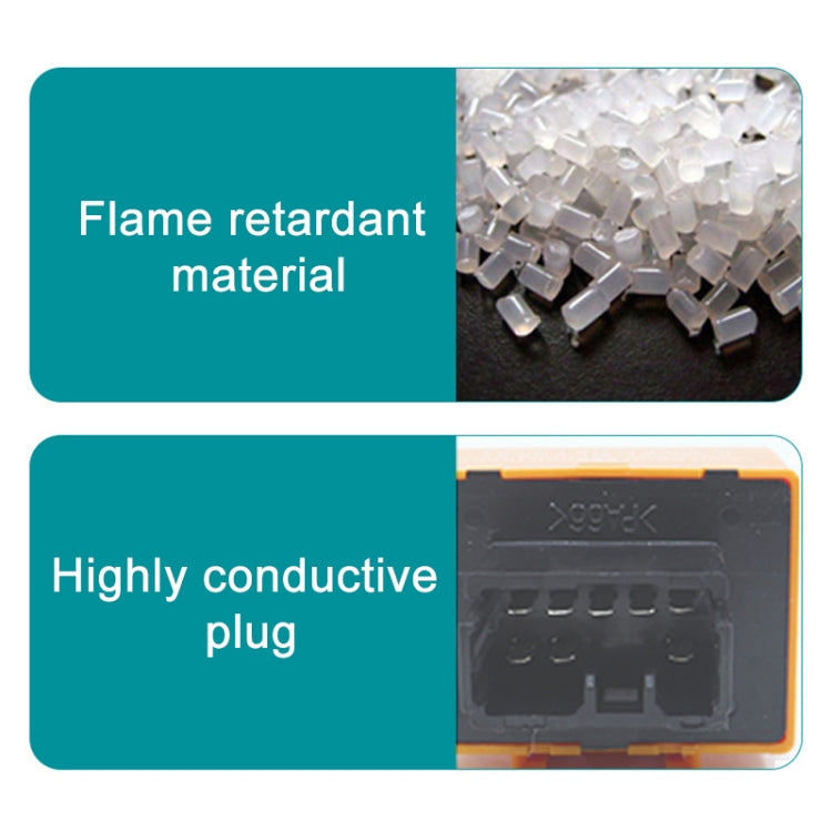 Flasher relay feature panels: flame retardant material and highly conductive plug