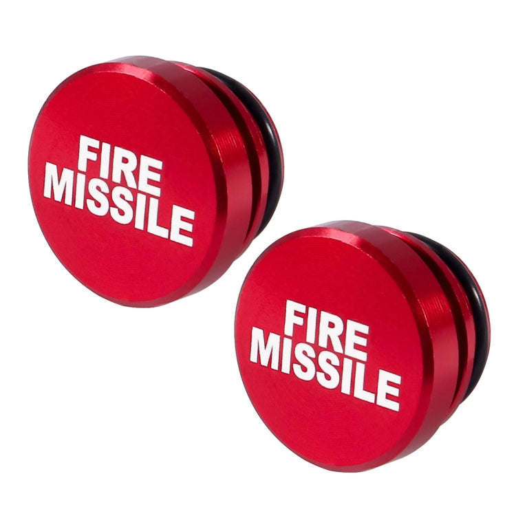 Pair of metal cigarette lighter dust covers, red FIRE MISSILE logo