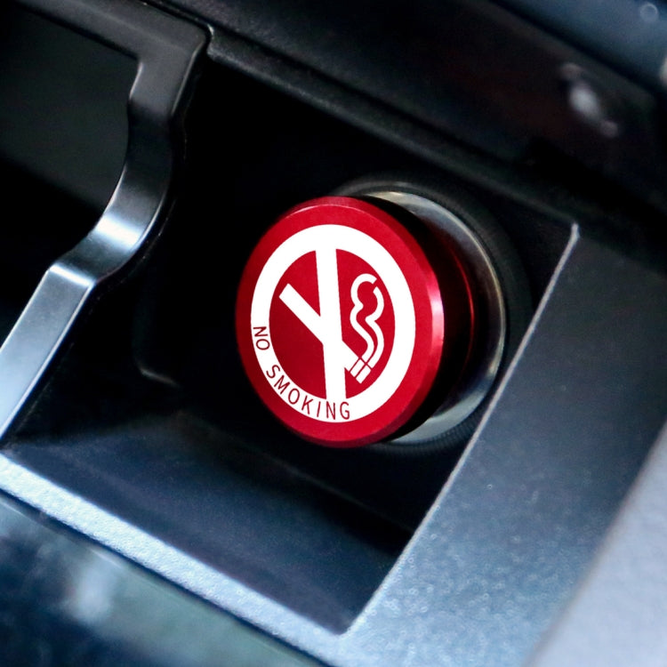 Red "NO SMOKING" lighter dust cover installed in a console slot