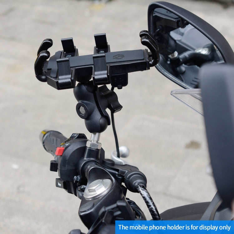 Motorcycle handlebar mirror mount with black ball head and M10 threaded connection