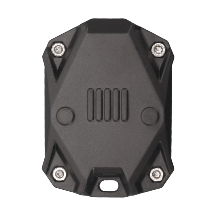 Black car key protective shell back with centered grille and screw corners
