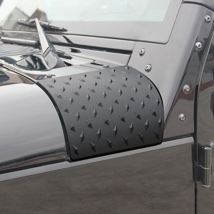 Installed black A-pillar wrap cover with triangular pattern on door pillar