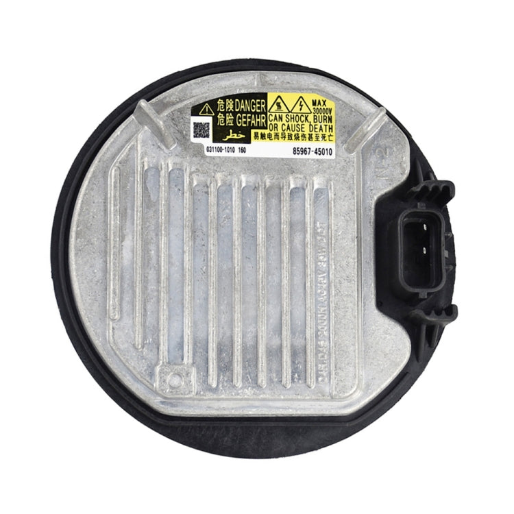 Round xenon ballast module rear housing with vented metal cover and black connector
