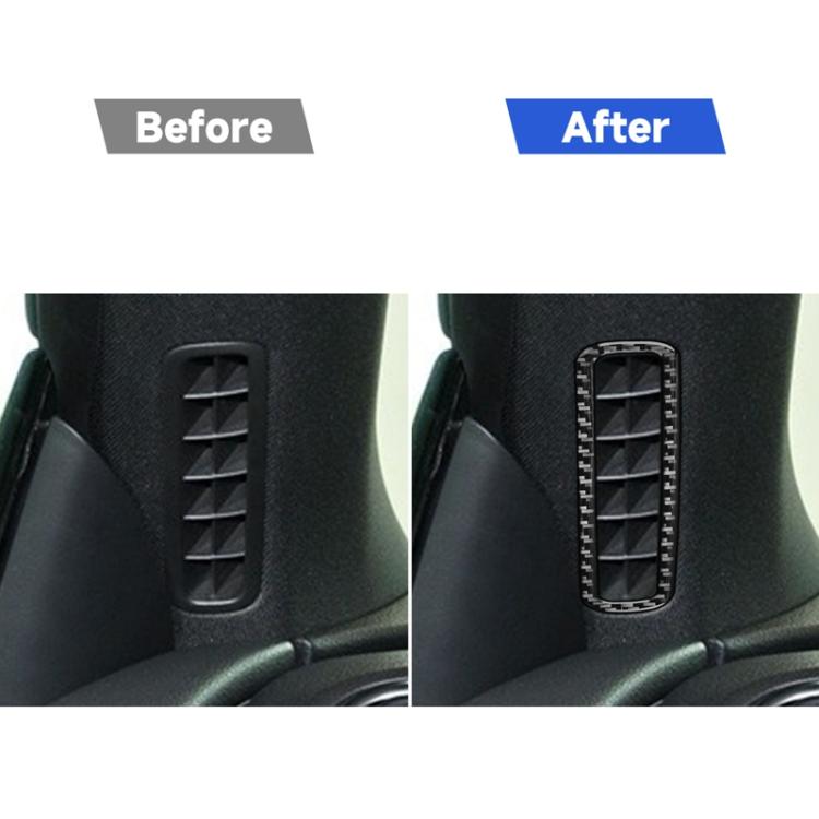 A-pillar air outlet frame sticker shown before and after on car interior