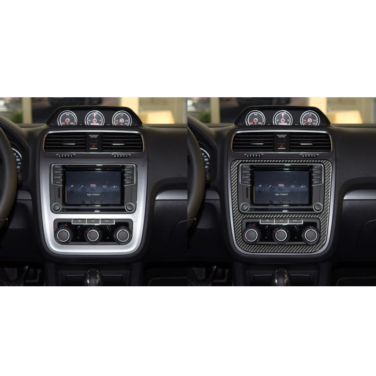 Center console AC/CD panel with carbon fiber-style trim surround installed