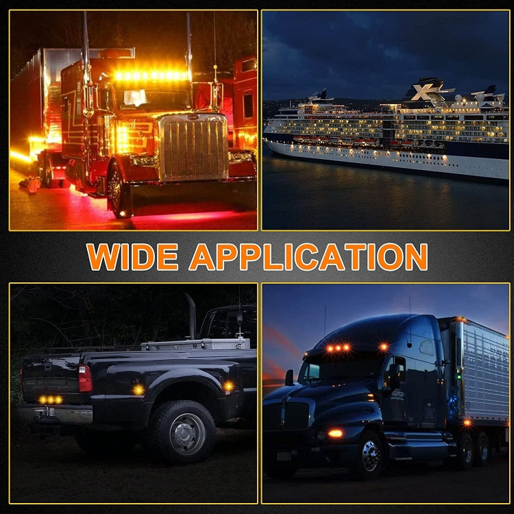 Trucks with illuminated LED side marker lights along front and side
