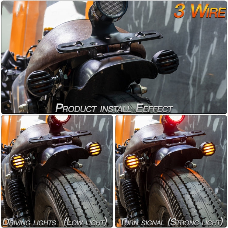 Motorcycle with amber turn signal lights installed on the front