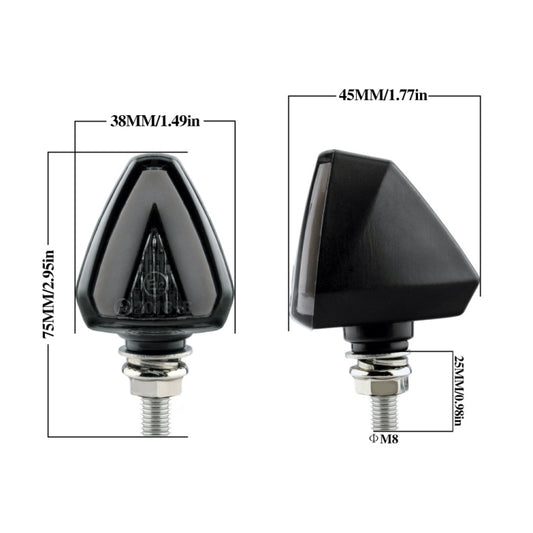 2 PCS KC018A Motorcycle Triangular V-shaped Two-color LED Brake Turn Signal Light, KC018A