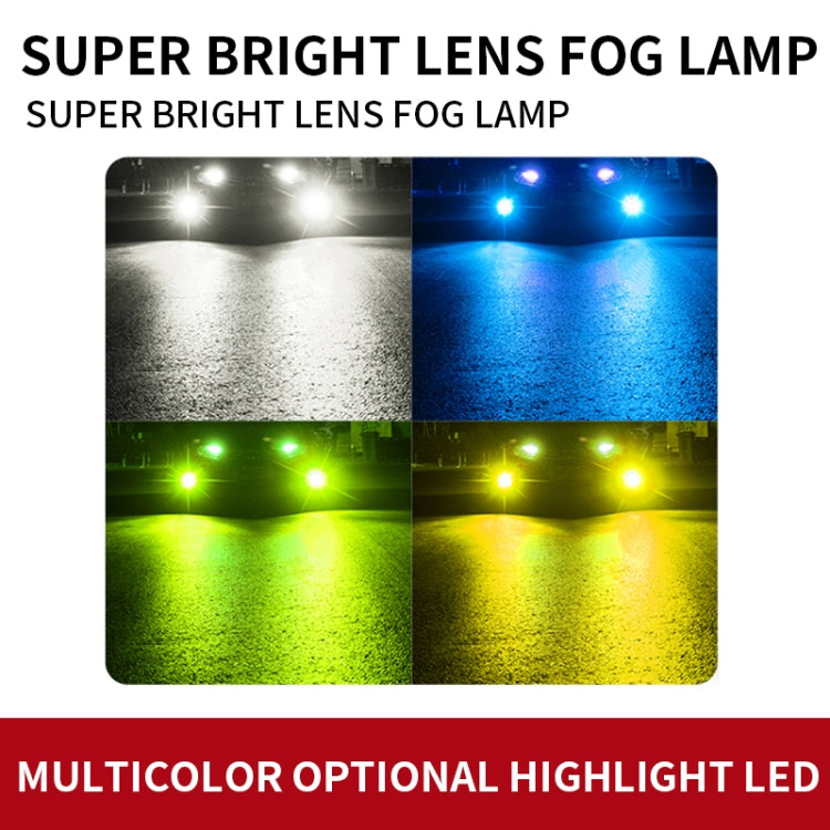 Multicolor LED fog lamp with bright light beams: blue, green, yellow, and lime
