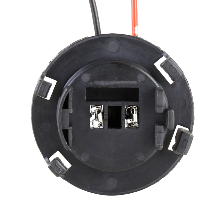 Close-up of H7 halogen bulb socket holder with two metal contacts on black base