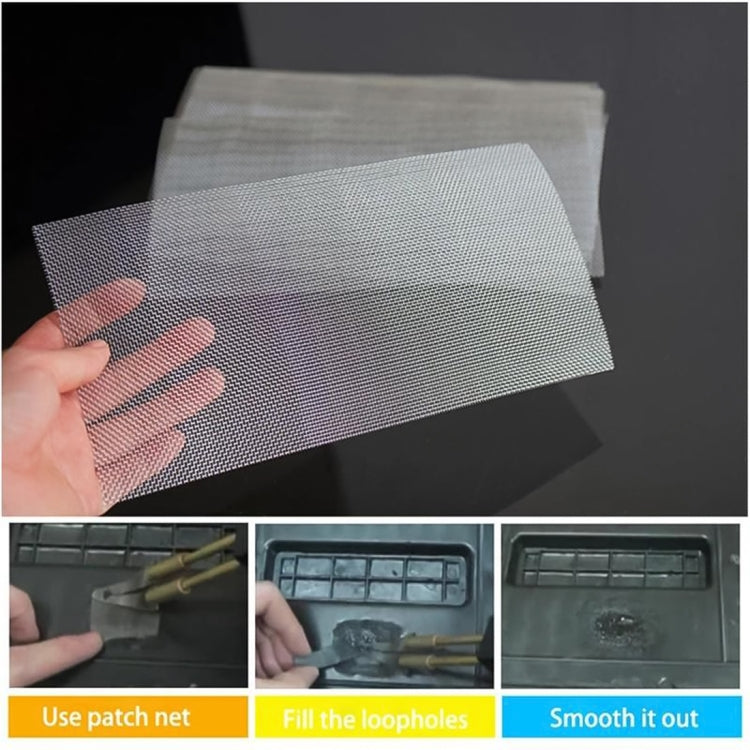 White crack repair mesh sheet being placed and smoothing steps shown