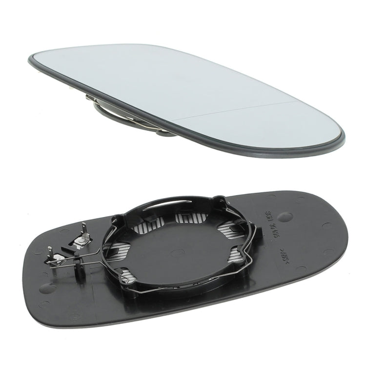Right-side wide-angle rearview mirror glass and backing assembly, dark housing