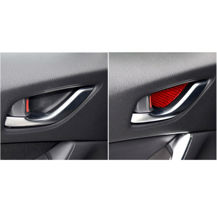 Before and after: red carbon fiber door bowl sticker adds trim to door handle