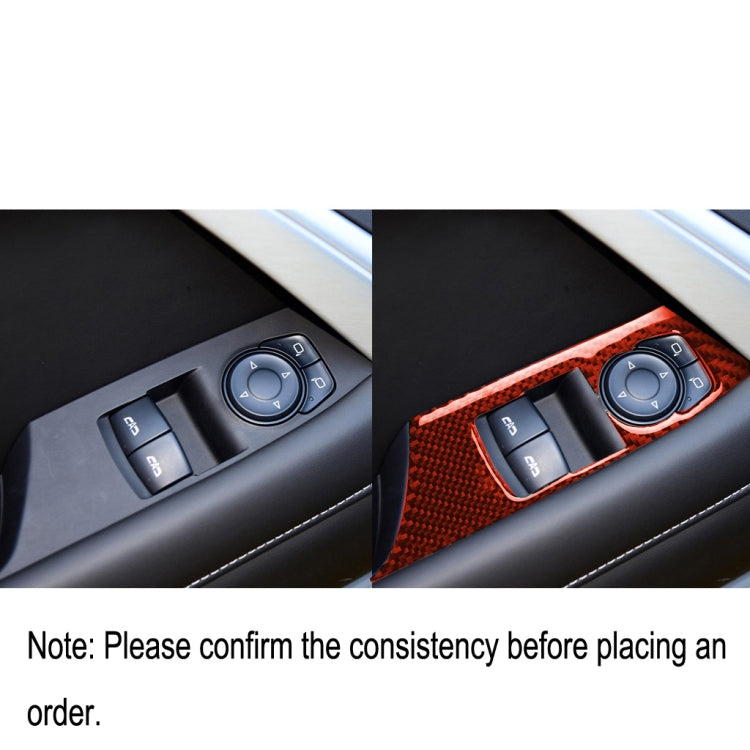 Red carbon fiber window lift switch panel sticker covering control area
