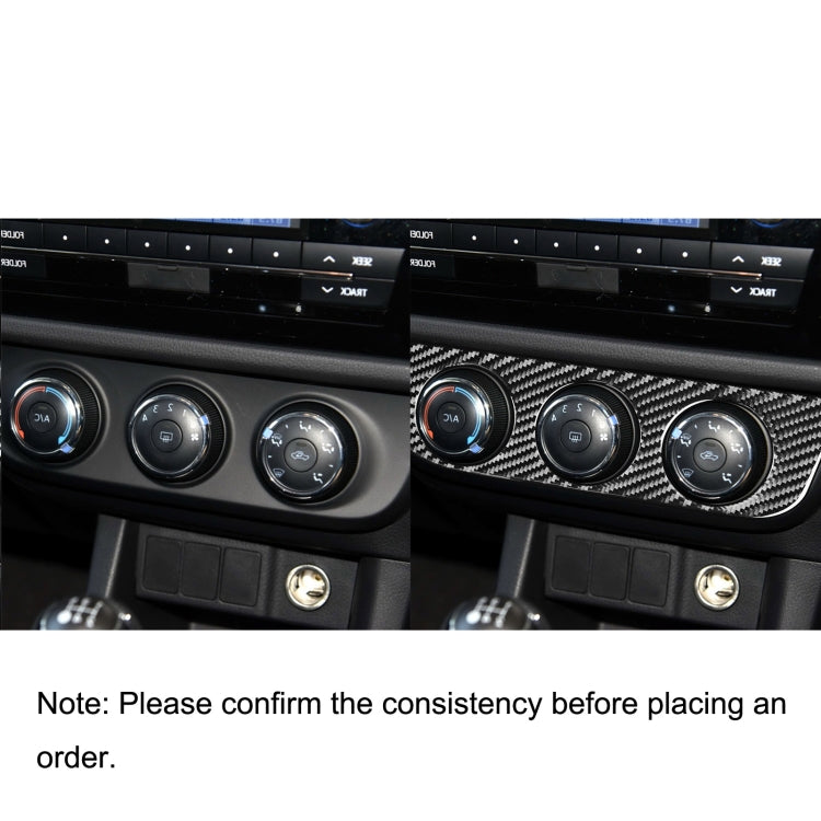 Air control panel trim upgrade showing carbon fiber sticker on switch area vs original