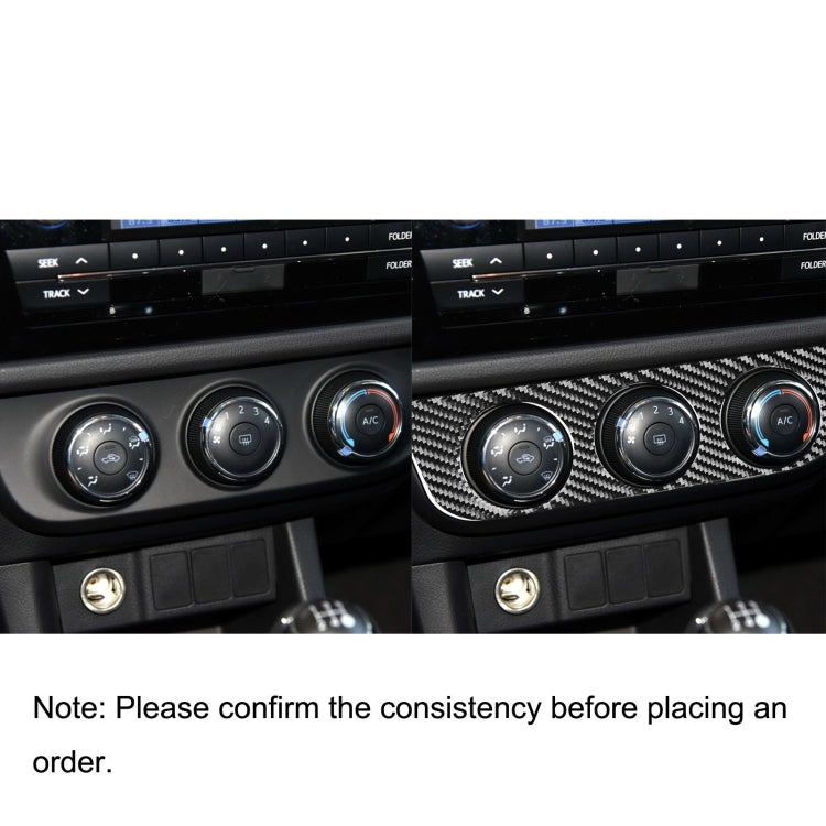Split view: A/C panel before and after with carbon fiber-look trim sticker