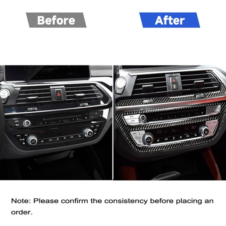 Carbon fiber air conditioner control panel trim sticker installed, black weave