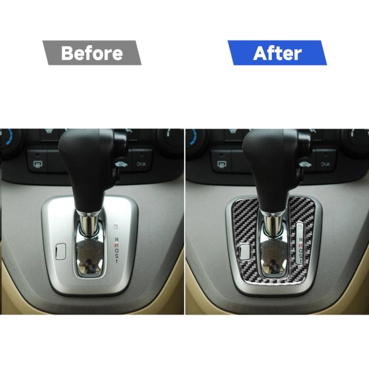 Right-drive gear indicator frame sticker shown installed on gear shifter surround