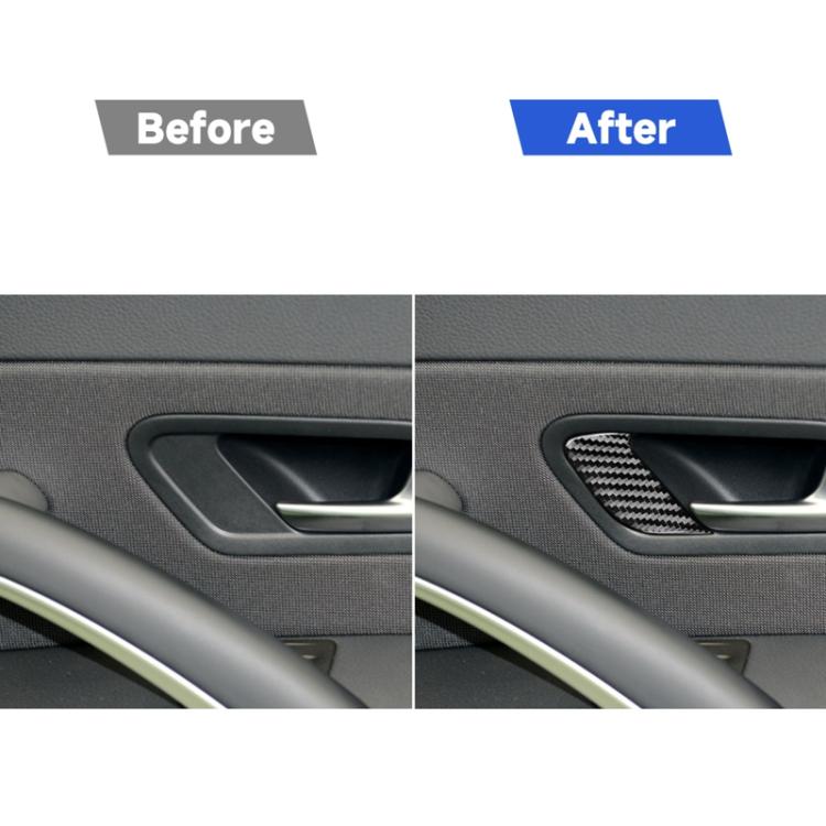 Carbon fiber door lock frame trim installed in door handle recess, left side