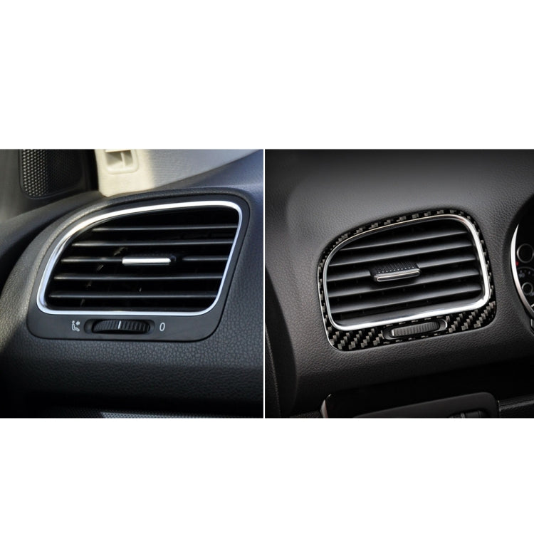 Dashboard air vent with carbon-fiber style trim installed, shown vs untrimmed vent