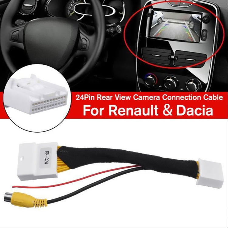 For Renault Car 24Pin Video Input Switch Reverse Parking Camera RCA Adapter Cable, For Renault