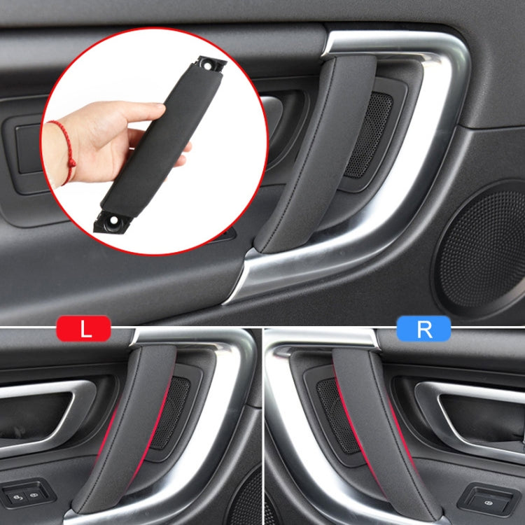 Set of black leather-texture door handle inserts, left and right installation view
