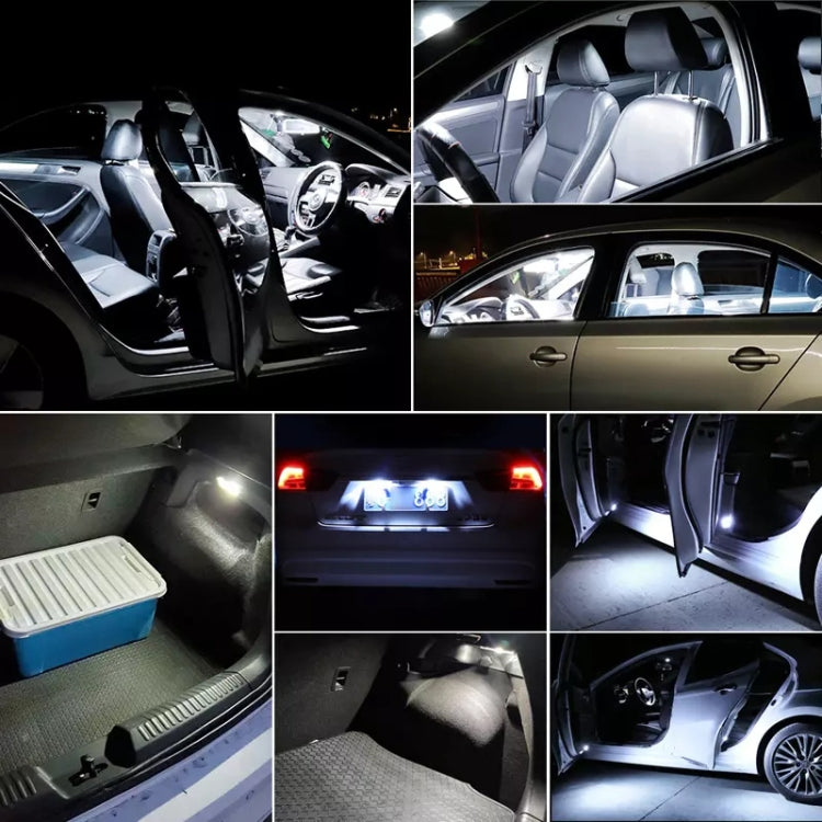 36mm LED reading lights shown illuminating car interior, chrome-capped bulbs in use