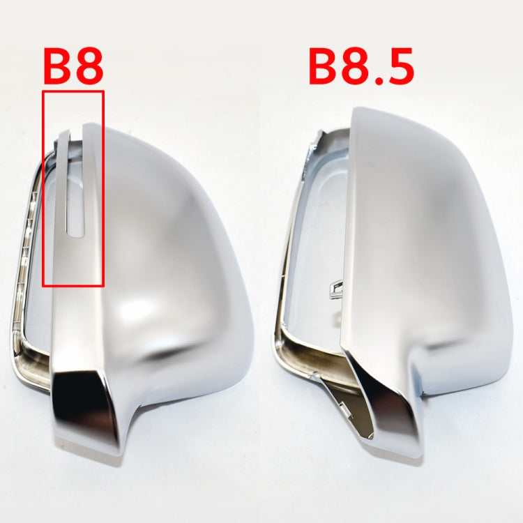 Comparison pair of silver mirror turn signal covers with smoked LED light strips.