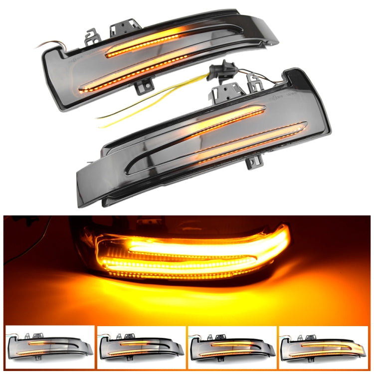 Clear lens dynamic LED mirror turn signal light set with black housing and wiring
