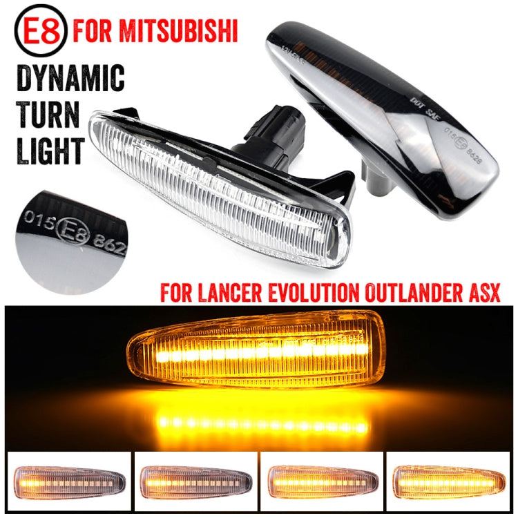 LED dynamic turn fender side lights with amber lens strip, black housing, pair