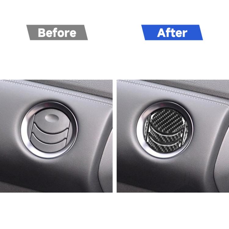Dashboard central air outlet trim with carbon fiber sticker over circular vent