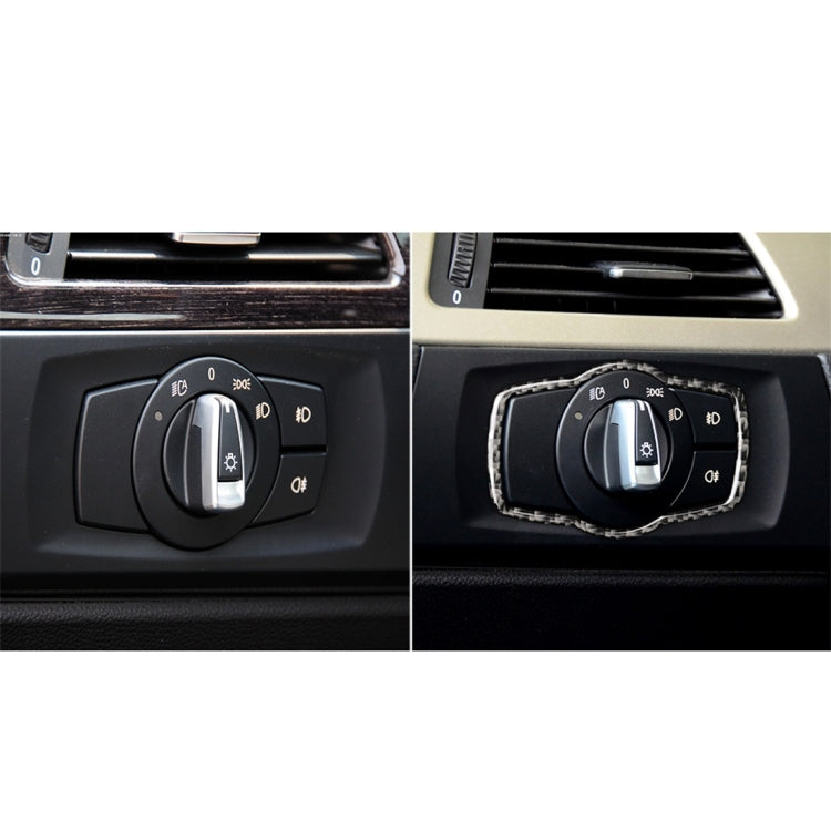 Carbon Fiber Car Headlight Switch Decorative Sticker for BMW E90 / E92 / E93 2005-2012 / 320i / 325i, Thin Version, Headlight Switch