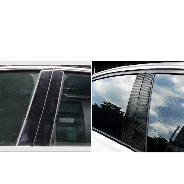 B-pillar stripe sticker set shown before and after on car side window